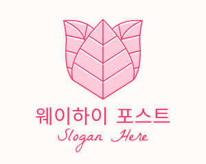 Pink Rose Leaf Line Art logo design