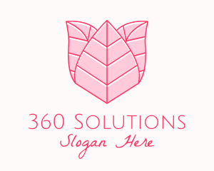 Pink Rose Leaf Line Art logo design