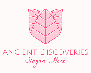 Pink Rose Leaf Line Art logo design