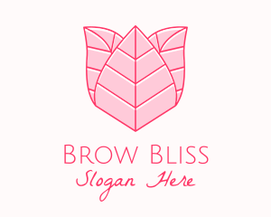 Pink Rose Leaf Line Art logo design