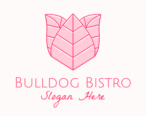 Pink Rose Leaf Line Art logo design