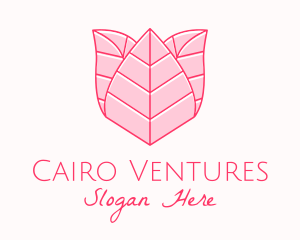 Pink Rose Leaf Line Art logo design