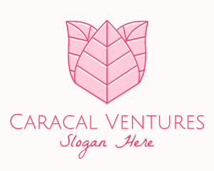 Pink Rose Leaf Line Art logo design