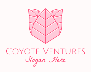 Pink Rose Leaf Line Art logo design