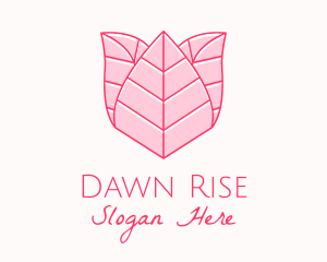 Pink Rose Leaf Line Art logo design