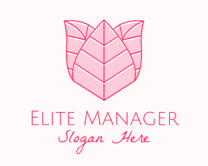 Pink Rose Leaf Line Art logo design