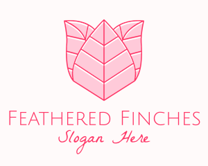 Pink Rose Leaf Line Art logo design