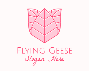 Pink Rose Leaf Line Art logo design