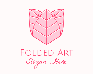 Pink Rose Leaf Line Art logo design