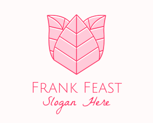 Pink Rose Leaf Line Art logo design