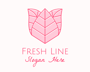 Pink Rose Leaf Line Art logo design