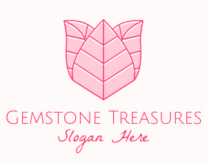 Pink Rose Leaf Line Art logo design