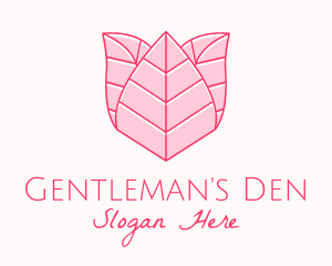 Pink Rose Leaf Line Art logo design