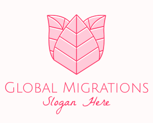 Pink Rose Leaf Line Art logo design