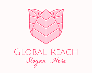 Pink Rose Leaf Line Art logo design