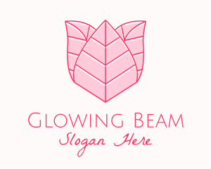 Pink Rose Leaf Line Art logo design