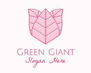 Pink Rose Leaf Line Art logo design