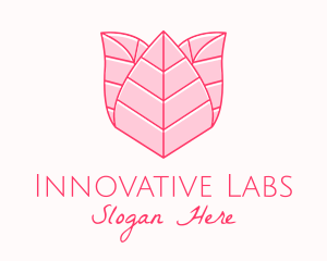 Pink Rose Leaf Line Art logo design