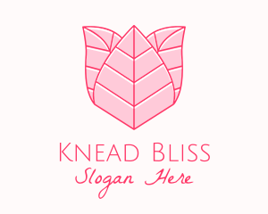 Pink Rose Leaf Line Art logo design