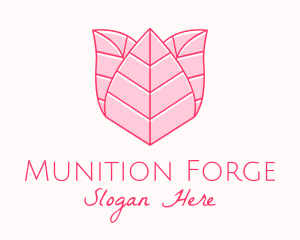 Pink Rose Leaf Line Art logo design