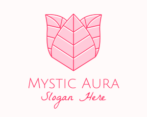 Pink Rose Leaf Line Art logo design