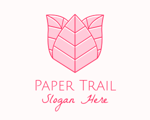 Pink Rose Leaf Line Art logo design