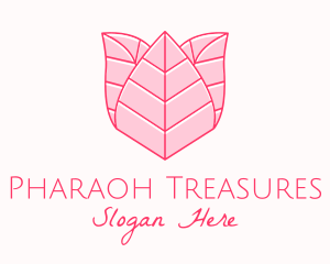 Pink Rose Leaf Line Art logo design