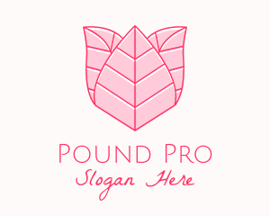 Pink Rose Leaf Line Art logo design