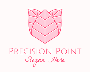 Pink Rose Leaf Line Art logo design