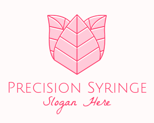 Pink Rose Leaf Line Art logo design