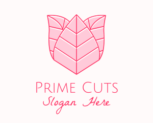 Pink Rose Leaf Line Art logo design