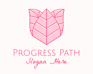 Pink Rose Leaf Line Art logo design