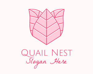 Pink Rose Leaf Line Art logo design