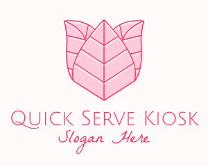 Pink Rose Leaf Line Art logo design