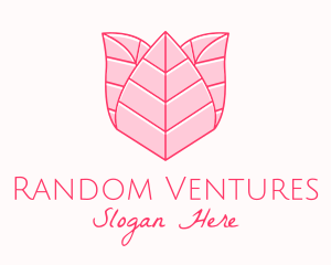 Pink Rose Leaf Line Art logo design