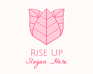 Pink Rose Leaf Line Art logo design