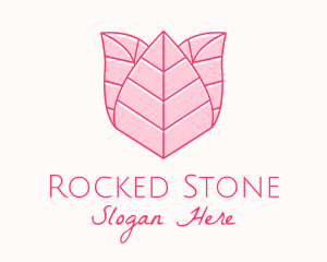 Pink Rose Leaf Line Art logo design