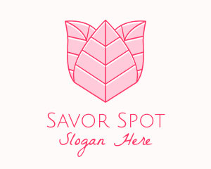 Pink Rose Leaf Line Art logo design