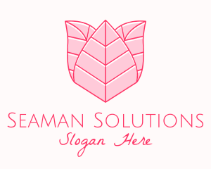 Pink Rose Leaf Line Art logo design