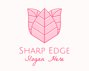 Pink Rose Leaf Line Art logo design