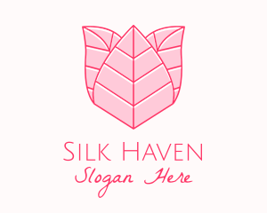 Pink Rose Leaf Line Art logo design