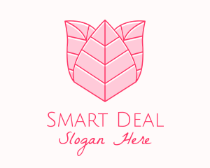 Pink Rose Leaf Line Art logo design