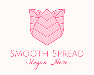 Pink Rose Leaf Line Art logo design