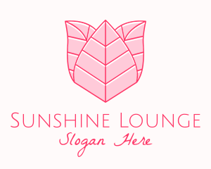 Pink Rose Leaf Line Art logo design