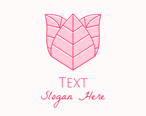 Pink Rose Leaf Line Art logo design