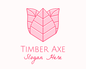 Pink Rose Leaf Line Art logo design