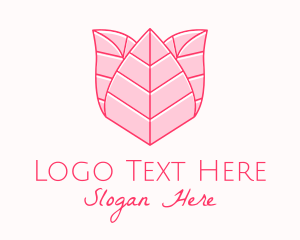 Pink - Pink Rose Leaf Line Art logo design