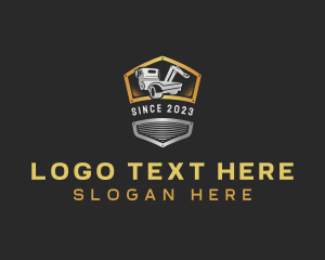Haulage - Towing Truck Shield logo design