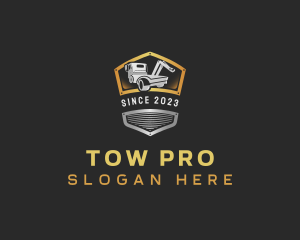 Tow - Towing Truck Shield logo design