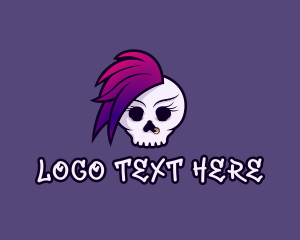 Haircut - Cool Skull Punk logo design